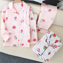 Yuezi clothing spring and autumn pregnant womens pajamas women cotton gauze postpartum breastfeeding feeding gauze thin home clothing set