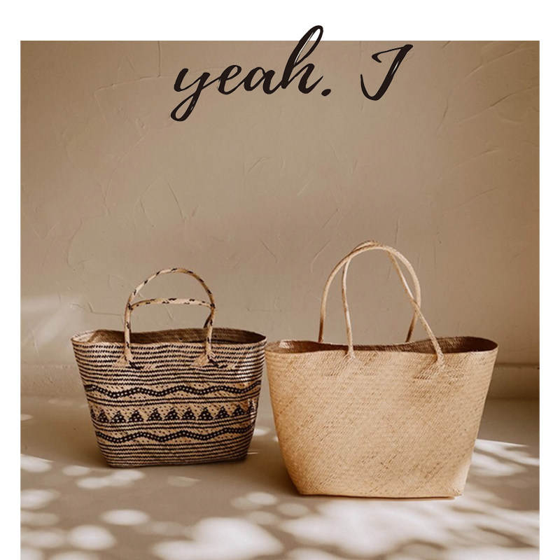 ins Bali YEAH J handicraft woven totem shoulder bag fashion black and white beach picnic holiday home decoration