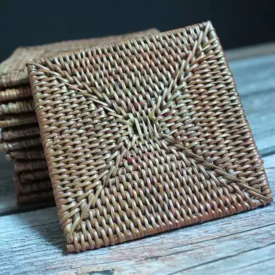Bali specialty ATA straw woven rattan insulation tea cup cushion pure hand creative weaving cultural tourism hand letter ceremony