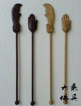 Buddhist supplies a pair of food uproarious tools Buddhas hand knives wooden instruments mahogany colors edible tools