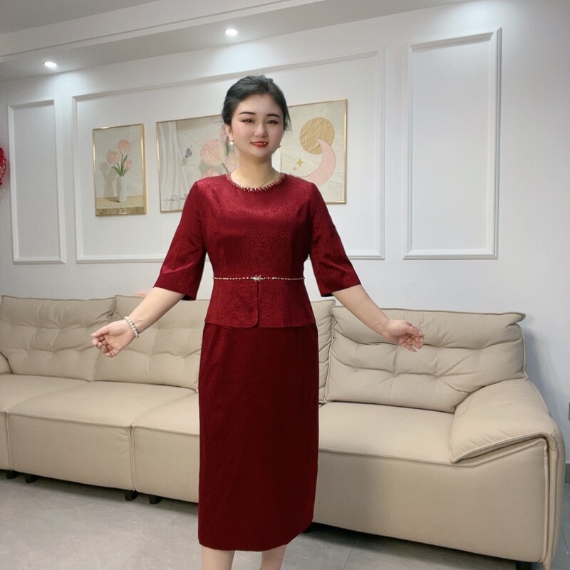 6962 New Model Elegant Wedding Dress for Mother-In-Law, Noble and Classy Wedding Dress for Mother-In-Law, Plus-Size Dress for Middle-Aged and Elderly Women