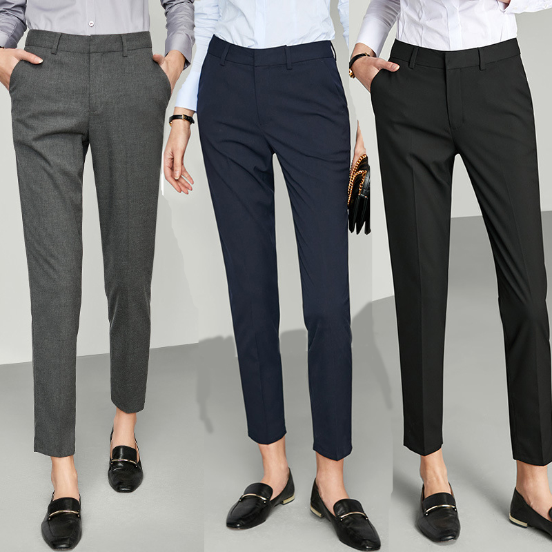 Formal Women's Trousers, Spring and Summer Style, Drapey Nine-Point Pants, Business Wrinkle-Free, Professional Slim-Fit, Small Straight-Leg Women's Suit Pants