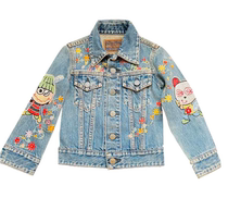 High-end custom black super pacifier heavy industry angel denim Japanese fashion brand children luxury embroidered jacket