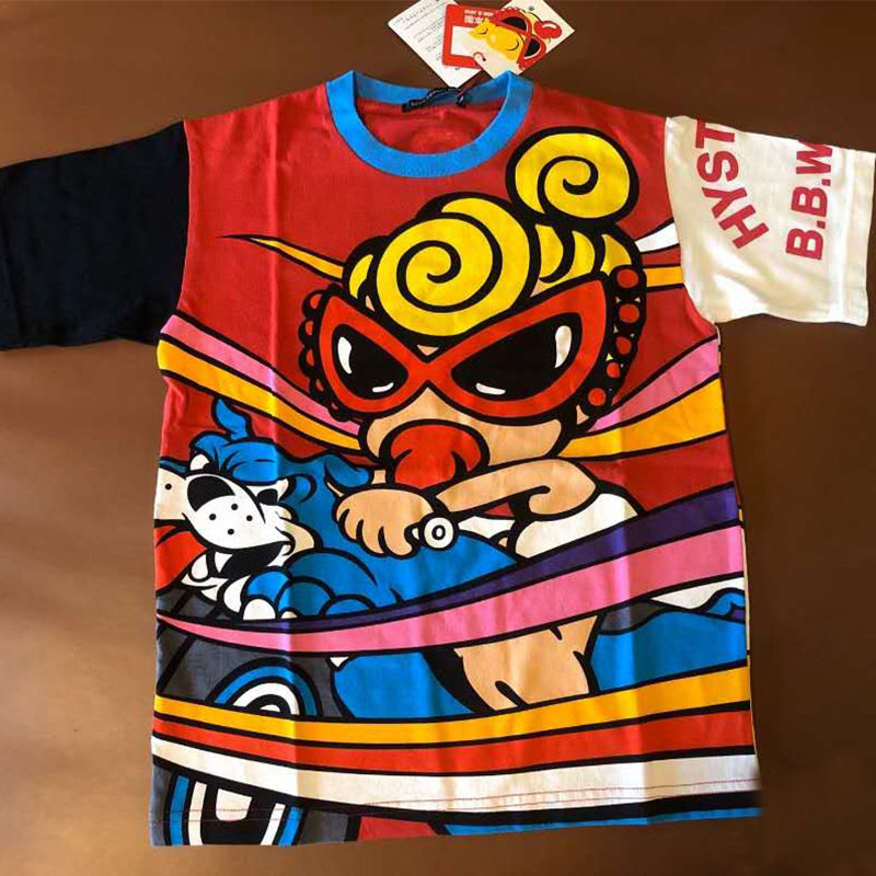 High-end Customised Black Ultra Pacifier Dog Racing Cyclist Pure Cotton Children T-shirt Short Sleeves