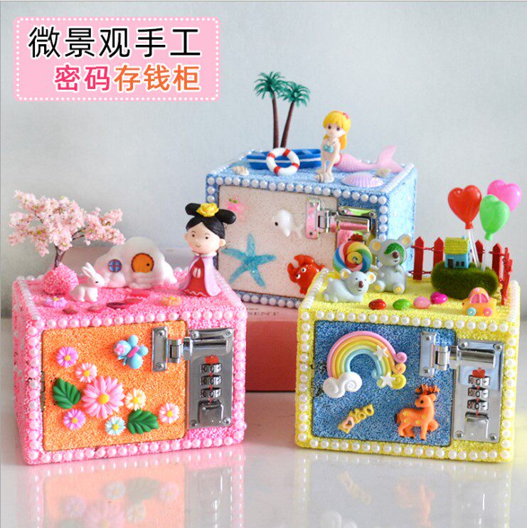 Children's DIY Snowflake Mud Technology Password Box Material Package Micro Landscape Money Tube Hand Paste Making Toys