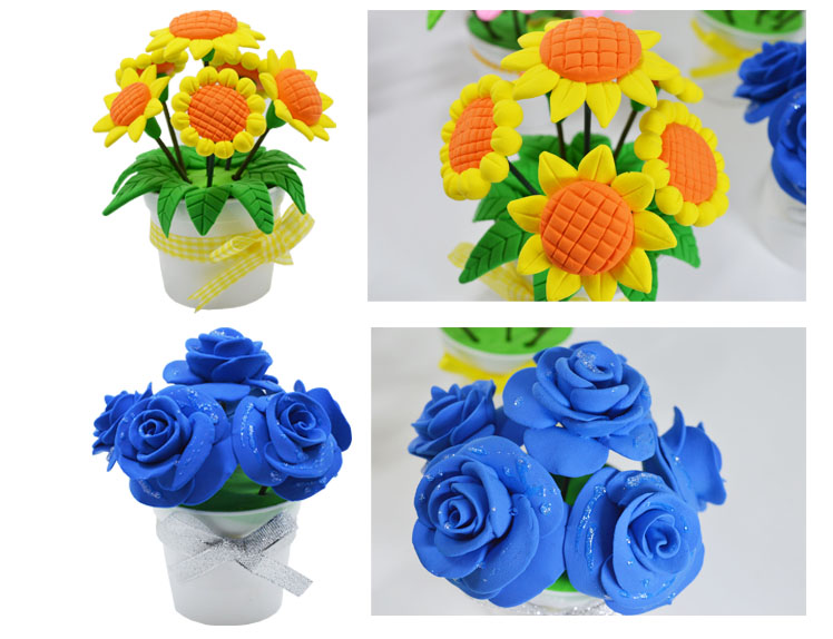 Trẻ em chậu handmade gói nguyên liệu đất sét Tự làm màu bùn plasticine hoa, cây trồng trong chậu sản xuất hoa này đồ dùng cần thiết cho trẻ dưới 1 tuổi