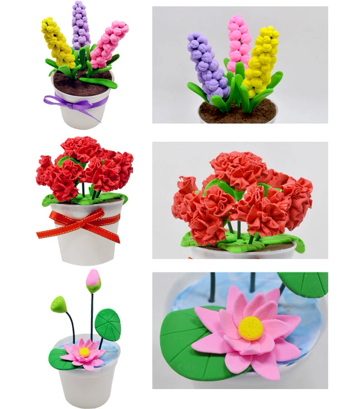 Trẻ em chậu handmade gói nguyên liệu đất sét Tự làm màu bùn plasticine hoa, cây trồng trong chậu sản xuất hoa này dây dắt bé đi dạo