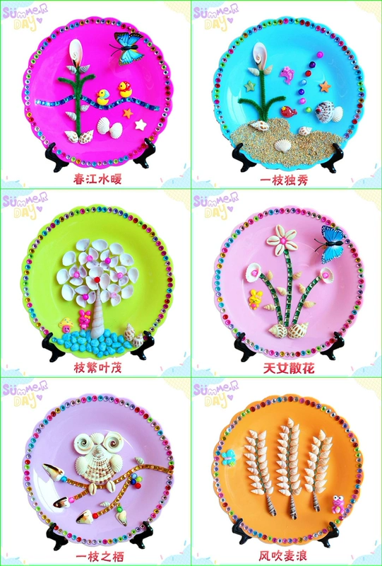 Vỏ sơn handmade mẫu giáo diy sinh vật biển đồ trang trí sáng tạo dán trẻ em chất liệu gói làm ốc xà cừ