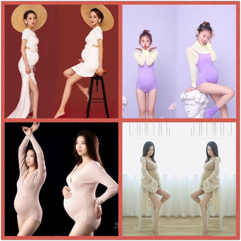 New photo gallery Pregnant Woman Photo Costumes Slim Knit Foreign Dress Department Write Real Dress Korean Version Gestation Mother