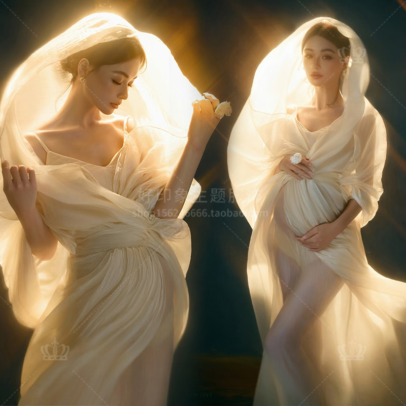 New Style Clothing for Maternity-Themed Photo Studios: Cool and Elegant Backless Dress, High-End Maternity Art Photo Photography Attire