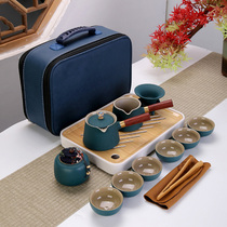 Travel portable ceramic kung fu tea set home Japanese tea tea cup meeting living room small set tea tray