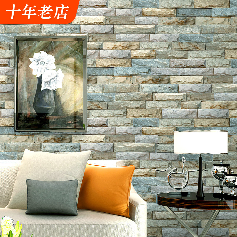 Paper 3D stereo cultural stone brick brick restaurant commercial imitation brick wallpaper