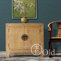 Furnishings] Pine wood carved 2-door storage cabinet paint-free plain entrance cabinet Chinese-style shoe cabinet old and beautiful furniture