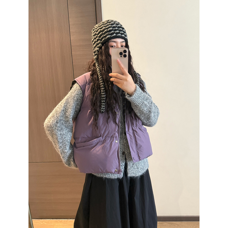 Daxi Purple Stand-Up Collar White Duck down Vest for Women 2025 Winter New Stylish Fashionable Outerwear Vest