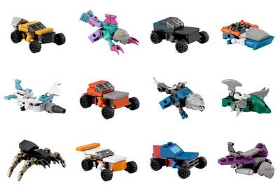 kreo Transformers building blocks, Black Widow, Spinning Wheel, Flying Legs, Underwater Mania, Giant Mouth Fish, Vagrants