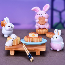 Mid-Autumn Festival Little Rabbit Cute Doll Mooncake Wine Bottle Lotus Model Home Entrance Book Desktop Decoration Cabinet Ornaments