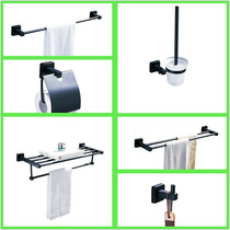 Matte black 304 stainless steel double layer bath towels toilet paper rack wool towels toilet brushed single double bar bathroom shelve