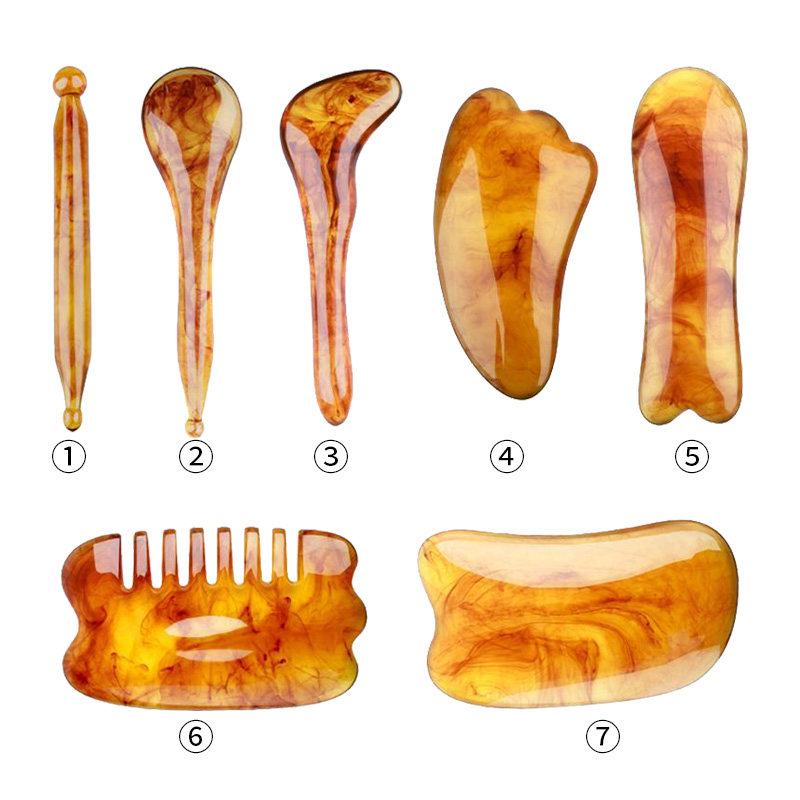 Natural resin scraping plate back full body Universal leg quadrilateral scraping sheet Cosmetic Scraping Health Care