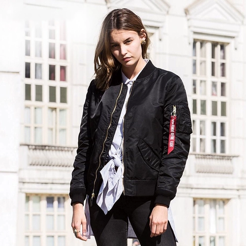 Alpha Alpha Industrial MA-1 Женская летная куртка MA1 Теплая, ветрозащитная и водонепроницаемая модная хлопковая куртка