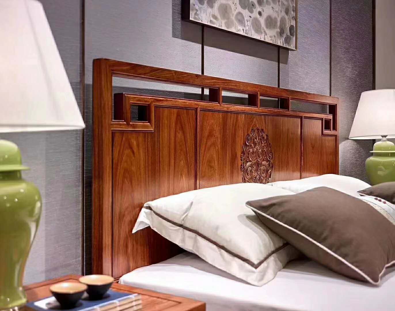 Berfurniture solid wood bed 1 8 m New Chinese double main bedroom with wedding bed storage pure solid bed with large bed A1525 -Taobao