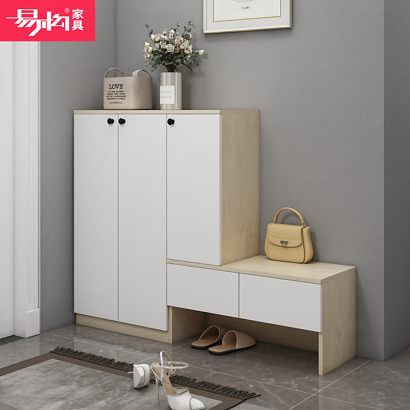 Shoe cabinet with shoe changing stool home door simple modern hall cabinet Nordic large-capacity multi-functional porch cabinet can sit