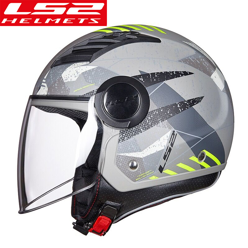 LS2 motorcycle helmet men and women half-covered safety hat retro personality electric car sunscreen four seasons half helmet