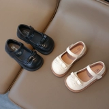 Кожаные туфли для девочек, черные школьные детские кожаные туфли, студенческие туфли для выступлений, детские туфли принцессы среднего и большого размера на мягкой подошве, школьные туфли