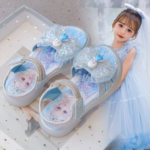 Блестящие сандалии, летние туфли для принцессы, детская пляжная обувь, мягкая подошва