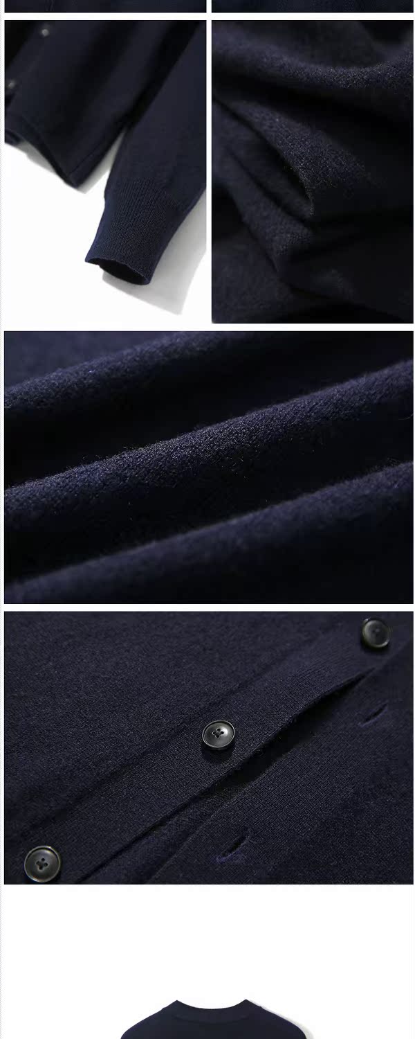 MZK01003 Jasmine Collection Business Men Áo len dệt kim cổ chữ V đầy đủ cashmere (nam) áo khoác gió nam