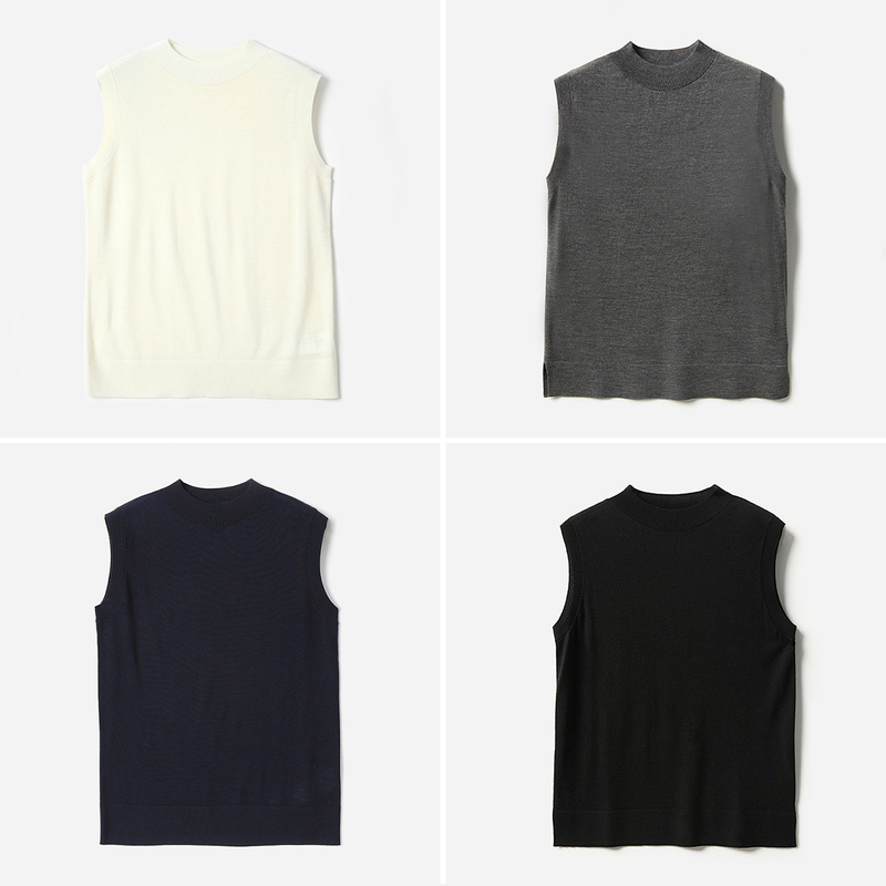 # Wzt06240 Jasmine Collection H Family Italian 15μm Gold Wool 18-Needle Half Turtleneck Knitted Vest # Wzt06240 Jasmine Collection H Family Italian 15μm Gold Wool 18-Needle Half Turtleneck Knitted Vest