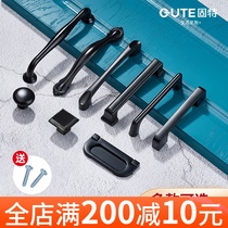 Gooter Cabinet Drawer Pull Handle American Black Wardrobe Door Handle Modern Minima Cabinet Eurostyle Single Grain Handle