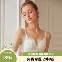 Venus blessing underwear womens small chest gathered thin summer milk without rims on top of the French lace bra