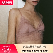 Venus blessing French sexy lace underwear set female rimless thin section seamless small chest triangle cup bra