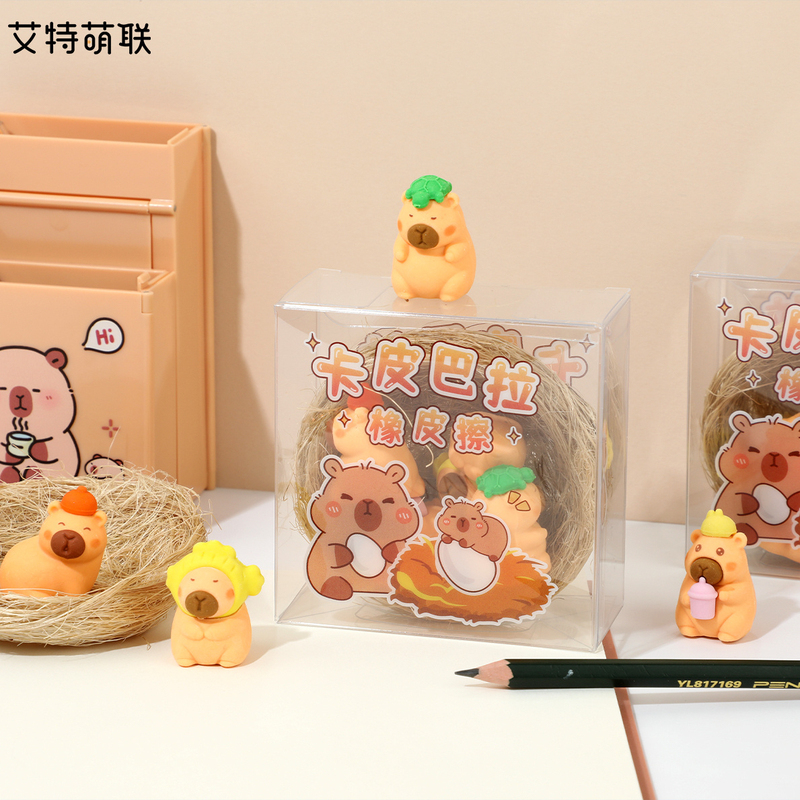 Kapibara Eraser with High Aesthetic Value, Creative and Cute Cartoon Design, Specifically for Children and Elementary School Students, with Fun Shapes Kapibara Eraser with High Aesthetic Value, Creative and Cute Cartoon Design, Specifically for Children and Elementary School Students, with Fun Shapes