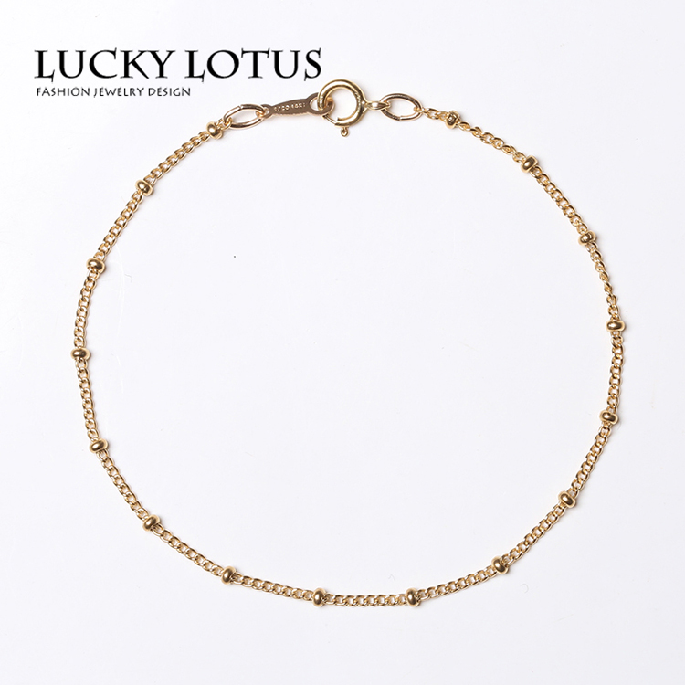 Trang sức Luckylotus Mỹ nhập khẩu vòng đeo tay nữ hạt vàng 14K hạt mịn có thể là vòng chân - Vòng chân lắc chân nữ 10k