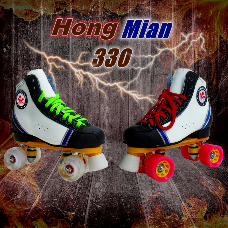 Red Cotton 330 All-shiny Double-Row Skates Roller Skates Roller Skate Shoes Adult Men And Women Four Wheels Roller Dry Ice