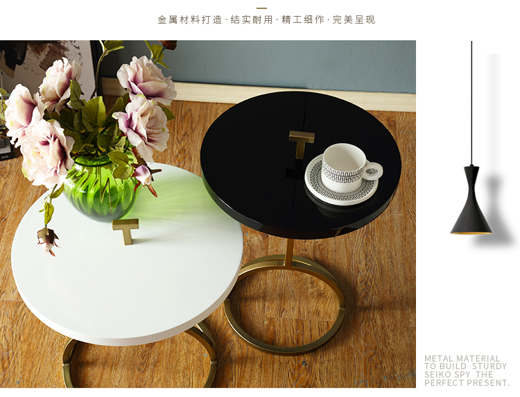 Bắc Âu nhỏ kim loại tròn bàn cà phê góc một vài mặt sáng tạo của một vài đơn giản hiện đại sofa bàn tròn bàn bên nội thất sáng tạo - Bàn trà mẫu bàn sofa gỗ đẹp