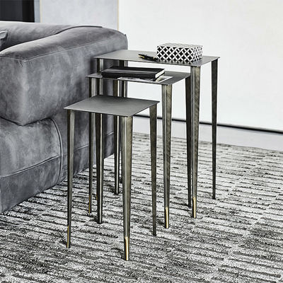 Italian minimalist side table, movable stainless steel light luxury corner table, sofa side square small coffee table, small table and storage rack