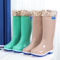Add velvet cotton rain boots waterproof shoes rain boots rubber shoes overshoes water boots female adult warm long tube high tube fashion non-slip winter