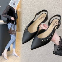 Coarse Heel Beach Baotou Sandal Women Summer Net Infrared Wearing Fashion Ins Pointed 100 Lap Single Shoes Non-slip Heightening Fairy