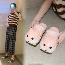 Net red exploits fashion cool slippers female summer student Han prints outside wearing Baotou slippers anti-slip 100 lap for home