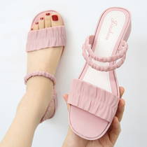 Net Red fashion new sandals female summer fairy wind outside wear thick heel single shoes ins tide beach Beach seaside non-slip wear