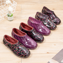 Spring and Autumn Fashion Low-Help Waterproof Shoes and Shoes Woman Wear Kitchen Shoes Anti-Slide Warm Suite Shoes Shallow