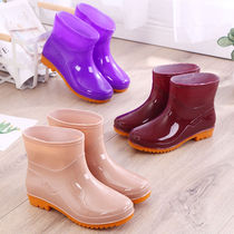 Short tube kitchen non-slip water boots rain boots rubber shoes overshoes waterproof shoes women adult home laundry fashion summer