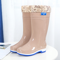 Waterproof shoes Flannel cotton rain boots Rain boots Water boots Rubber shoes galoshes Womens adult fashion middle tube high tube non-slip warm winter