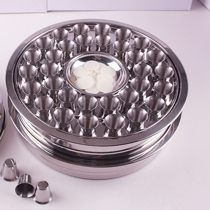 SC03 Tableware 32 Hole Pie Cup Integrated Stainless Steel Plate 2 Tiers Plus 64 Stainless Steel Cups