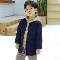 Children corduroy coat thick velvet long sleeve shirt boys down jacket anti-dirty clothes baby clothes autumn and winter