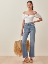 reformation US washed up to make old hair side down swing wide leg pants retro high waist jeans