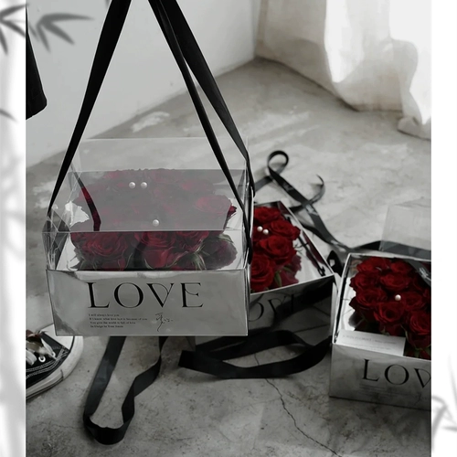 Портативная прозрачная подарочная коробка, серебряная льняная сумка, зеркальный эффект