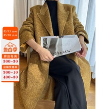 Dalian Dongyue High end Camel Fleece Double sided Cashmere Coat Women's Mid length 2024 New Suit Collar Coat